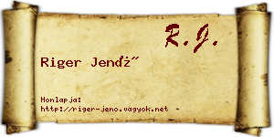Riger Jenő névjegykártya